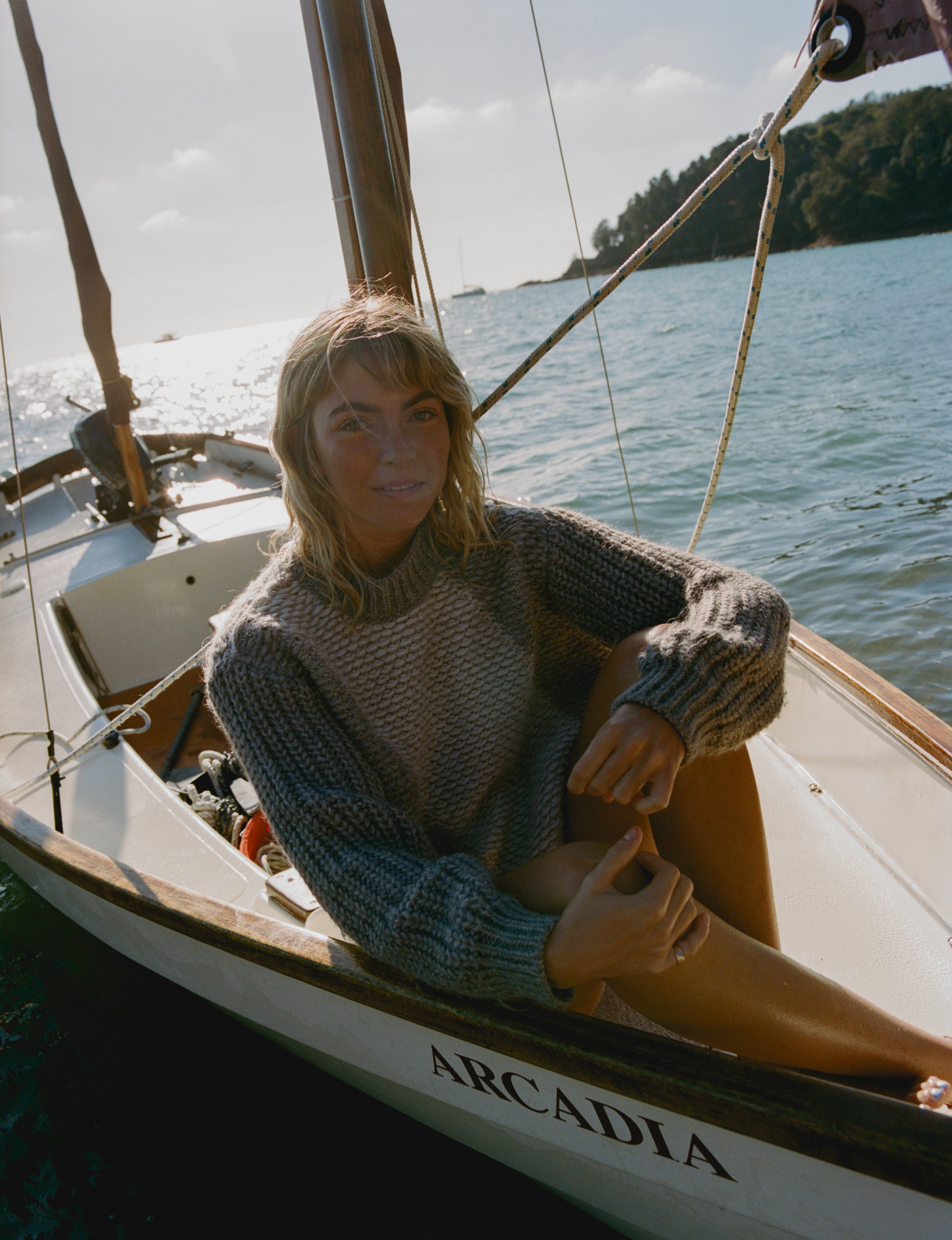 model sailboat vintage autumnal editorial shoot medium format photography